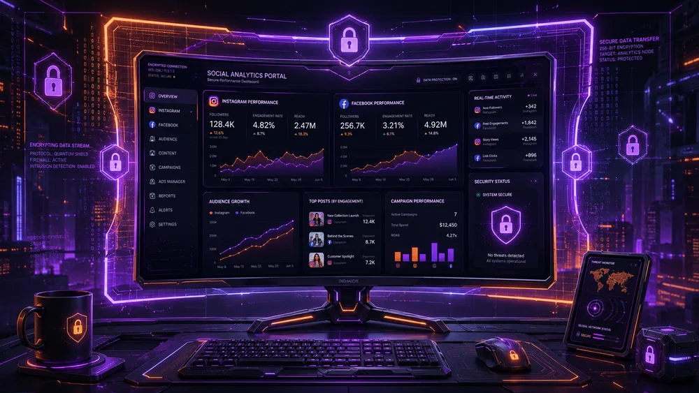 Relay secure analytics portal with encryption and security overlays